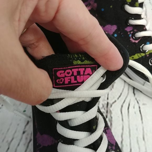 Gotta Flurt Black Paint Splatter High Top Sneakers - Picture 6 of 10